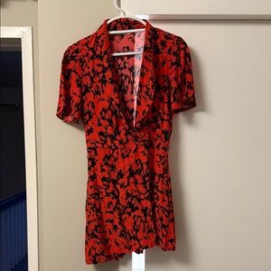 Zara Red and Black Patterned Romper